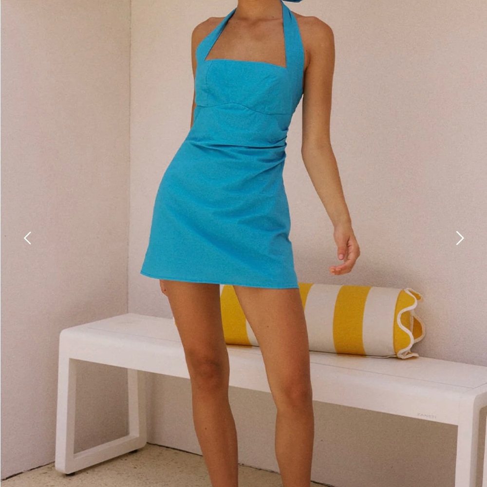 NWT Runaway the Label Blue halter mini dress - Picture 4 of 8